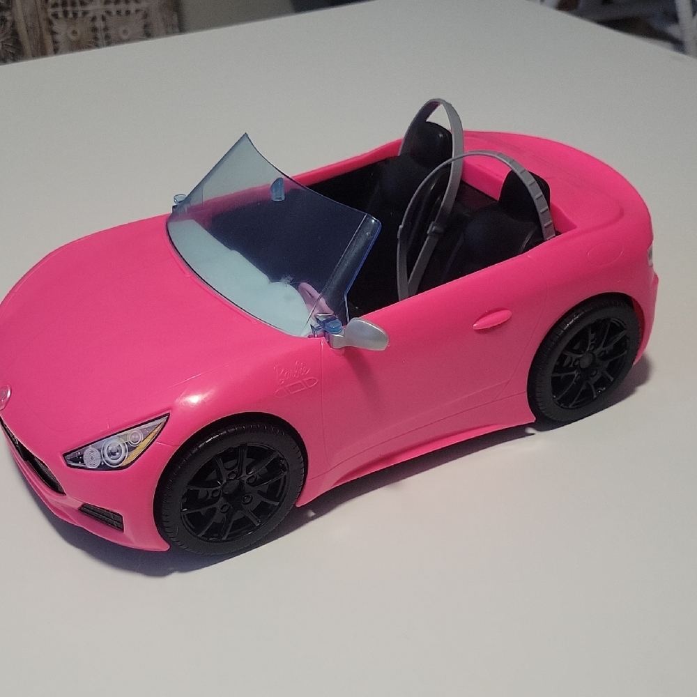 Barbie Bright Pink  Convertible Toy Car - Stylish Play Vehicle